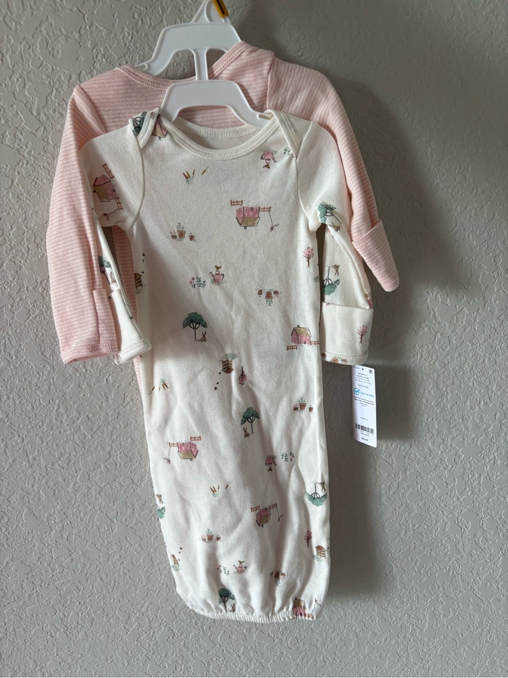 Carter's Pink Stripe and Cream Animal Print Baby Sleep Sack Set